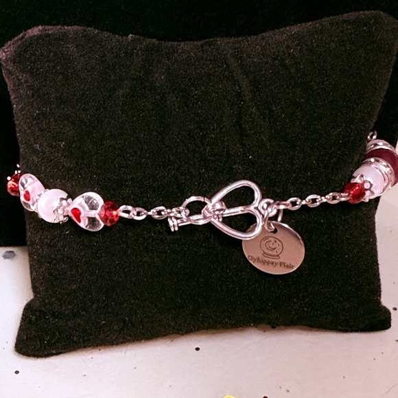 Artisan Heart Pendant w/Rubies, glass & crystal Necklace Set - Picture 8 of 11